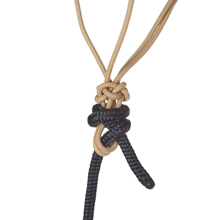 NRS Solid Tan Black Paracord Noseband Rope Halter with Attached 10ft Lead