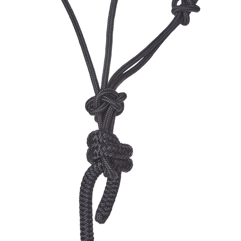 NRS Solid Black Tan Paracord Noseband Rope Halter with Attached 10ft Lead