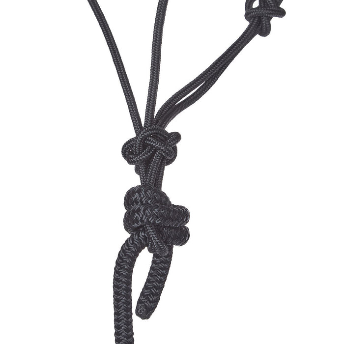 NRS Solid Black Tan Paracord Noseband Rope Halter with Attached 10ft Lead