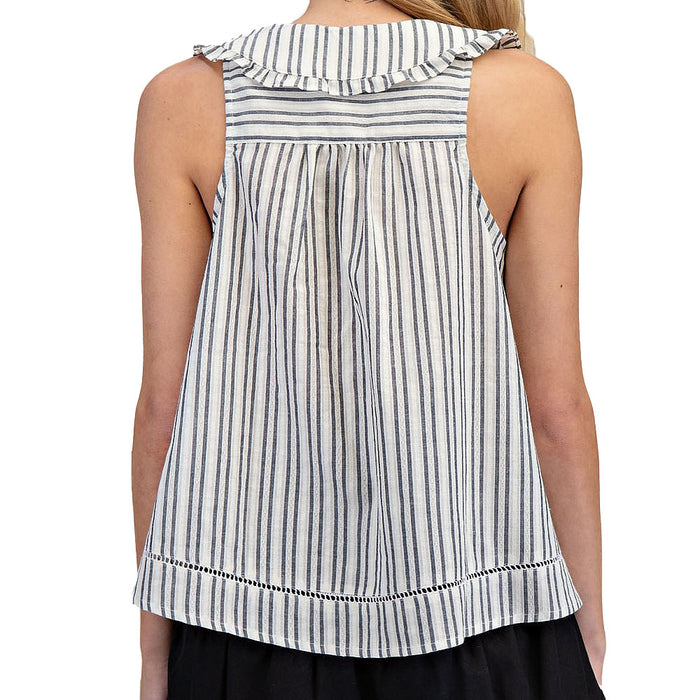 Ee Some Women's Black Stripe Sleeveless Top