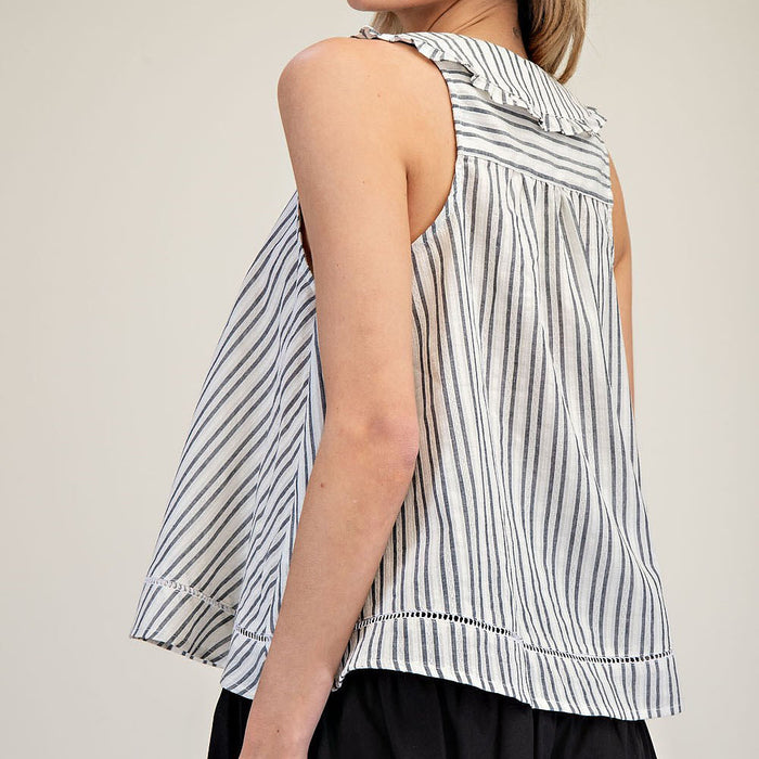 Ee Some Women's Black Stripe Sleeveless Top
