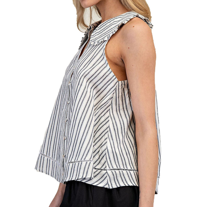 Ee Some Women's Black Stripe Sleeveless Top