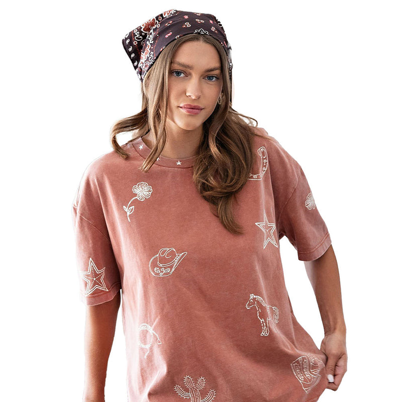 Ee Some Women's Clay Western Print Top