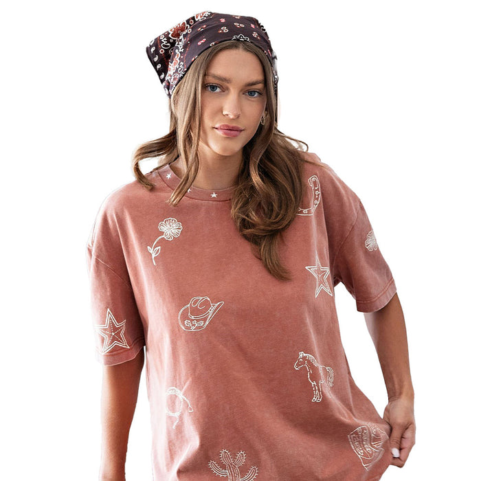 Ee Some Women's Clay Western Print Top
