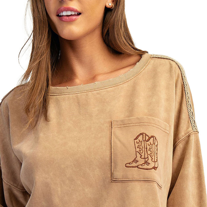 Ee Some Women's Mocha Mousse Textured Sweatshirt