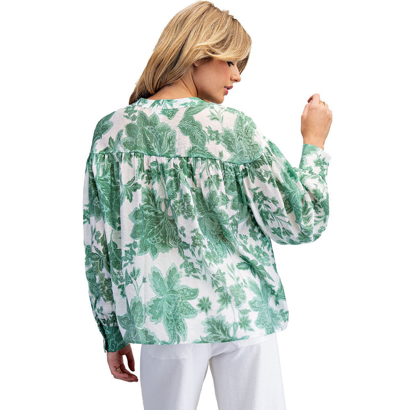 Ee Some Women's Emerald Floral Print Top