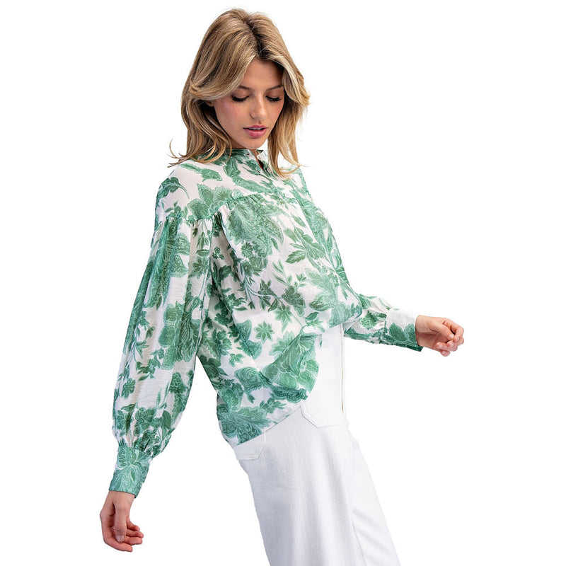 Ee Some Women's Emerald Floral Print Top