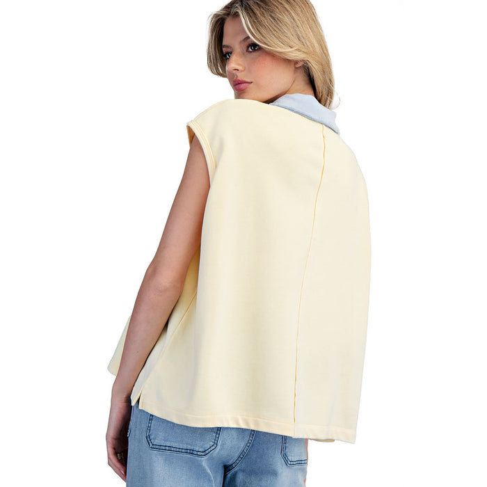 Ee Some Women's Butter Sky Collared Top