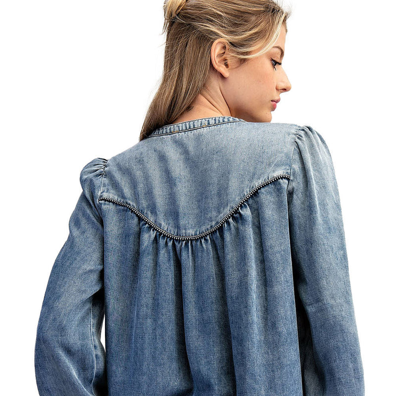 Ee Some Women's Denim Button Blouse