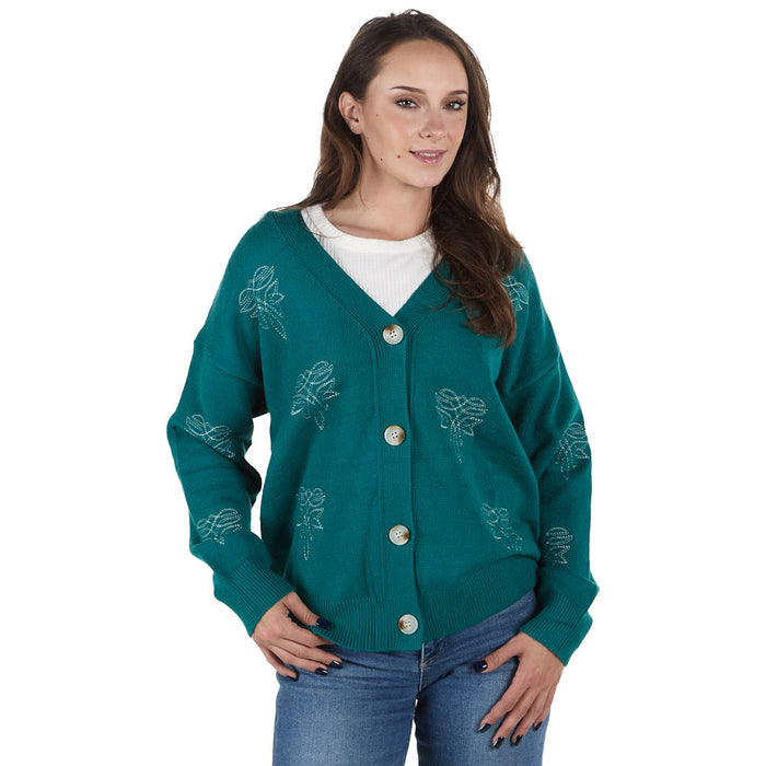 Turquoise Haven Boot Stitch Button Top