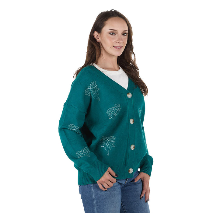 Turquoise Haven Boot Stitch Button Top