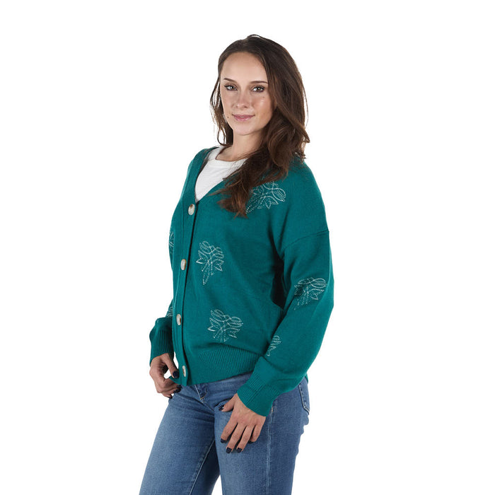 Turquoise Haven Boot Stitch Button Top