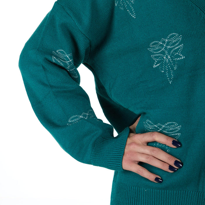 Turquoise Haven Boot Stitch Button Top