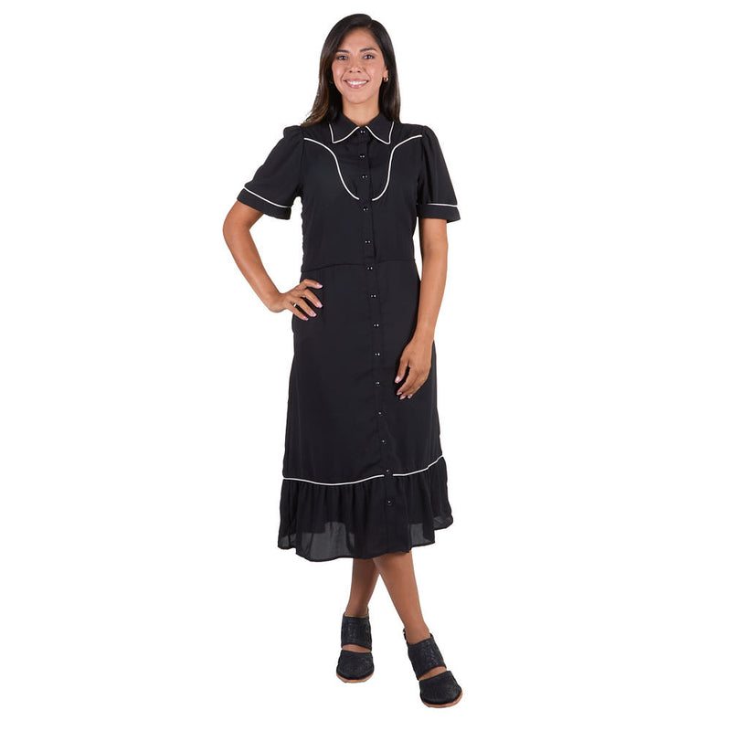 Turquoise Haven Women's Black Pearl Snap Dress