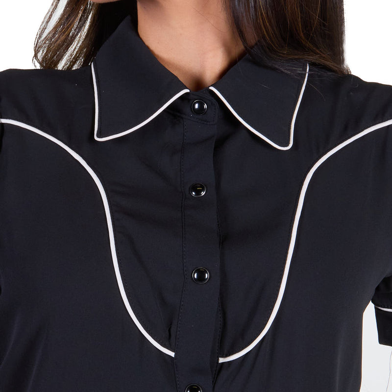 Turquoise Haven Women's Black Pearl Snap Dress