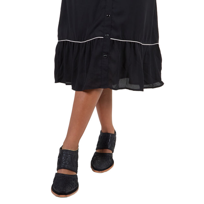 Turquoise Haven Women's Black Pearl Snap Dress