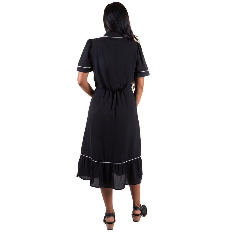 Turquoise Haven Women's Black Pearl Snap Dress