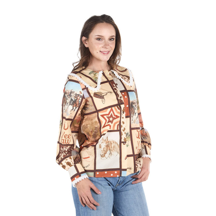 Turquoise Haven Women's Brown Square Top