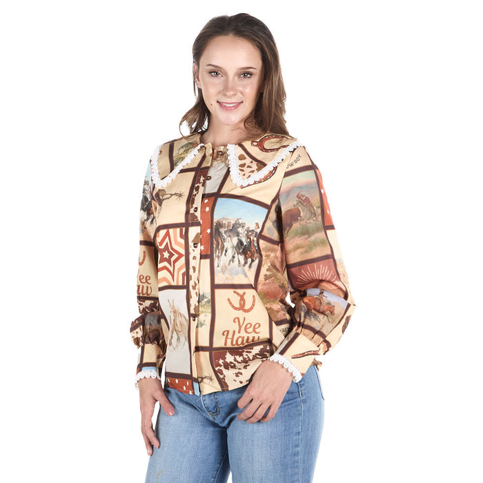 Turquoise Haven Women's Brown Square Top