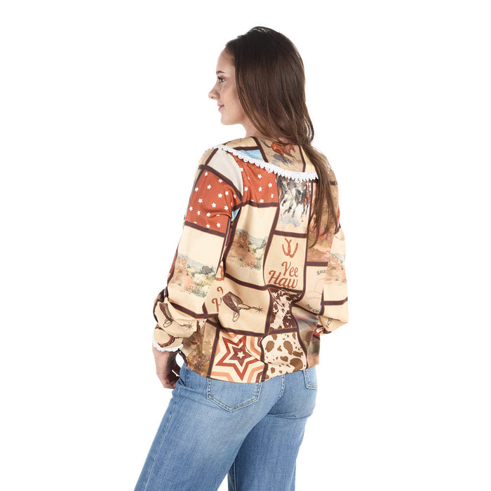 Turquoise Haven Women's Brown Square Top