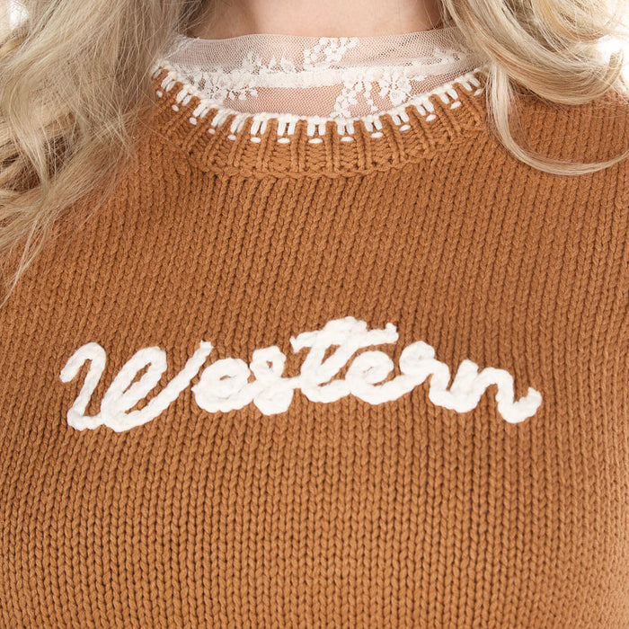 Turquoise Haven Women's Brown Rodeo Pullover Sweater Vest
