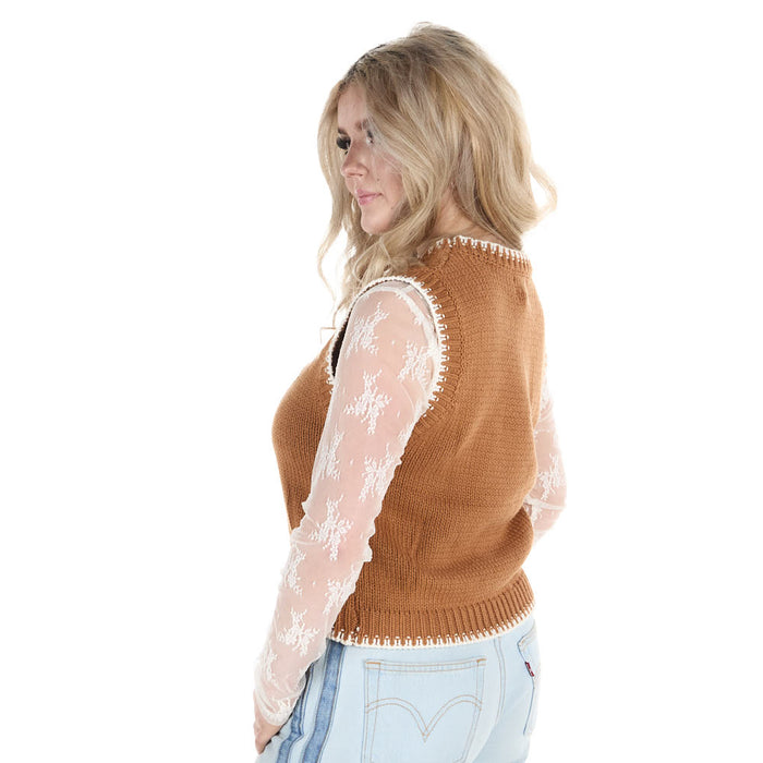 Turquoise Haven Women's Brown Rodeo Pullover Sweater Vest