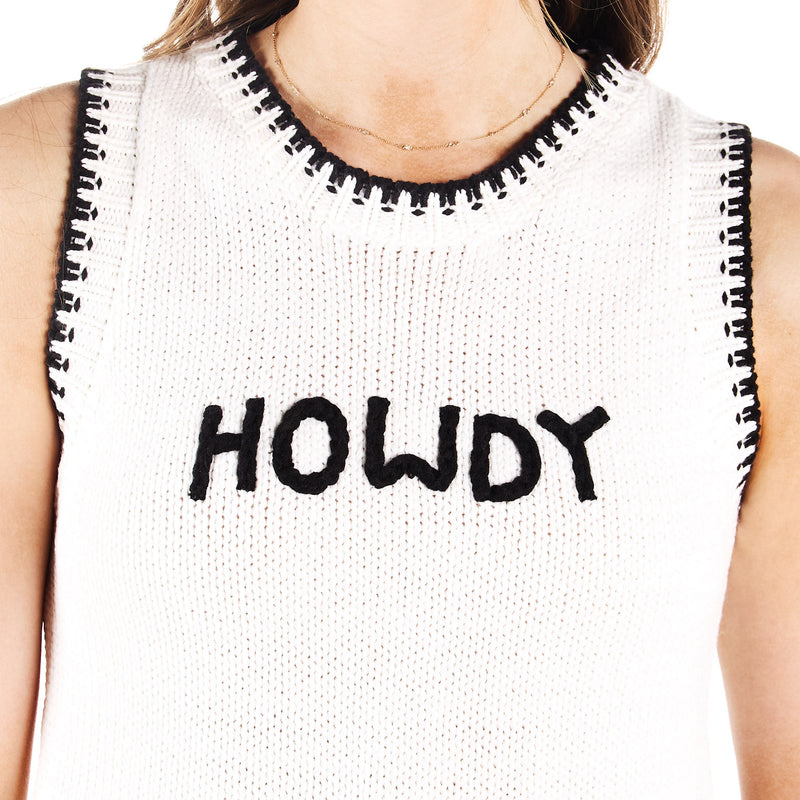Turquoise Haven Womens White Howdy Sweater Pullover