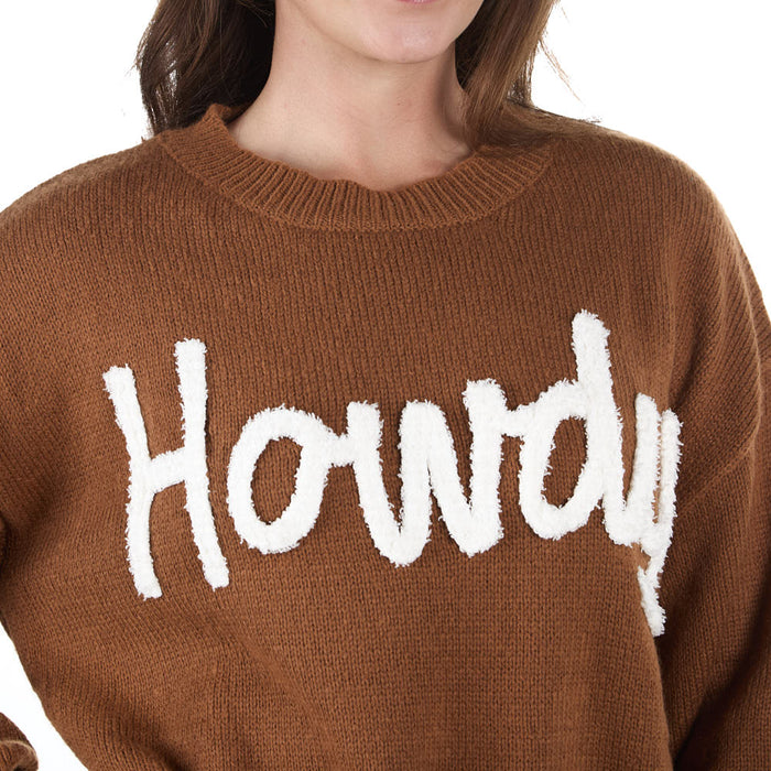 Turquoise Haven Howdy Brown Sweater