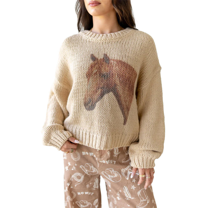 Turquoise Haven Women's Horse Sweater