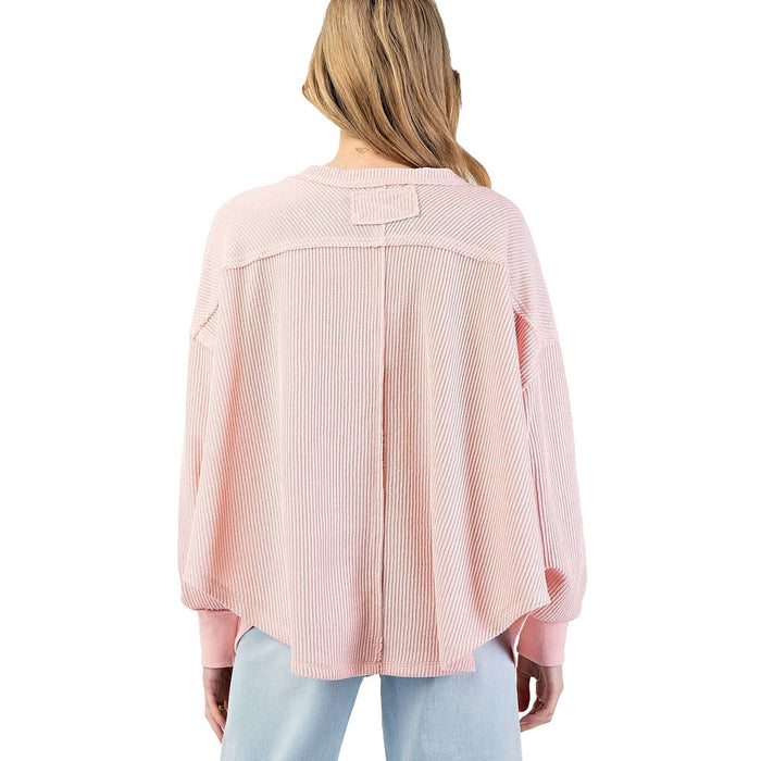 Ee Some Womens Peach Blush Uneven Long Sleeve Top