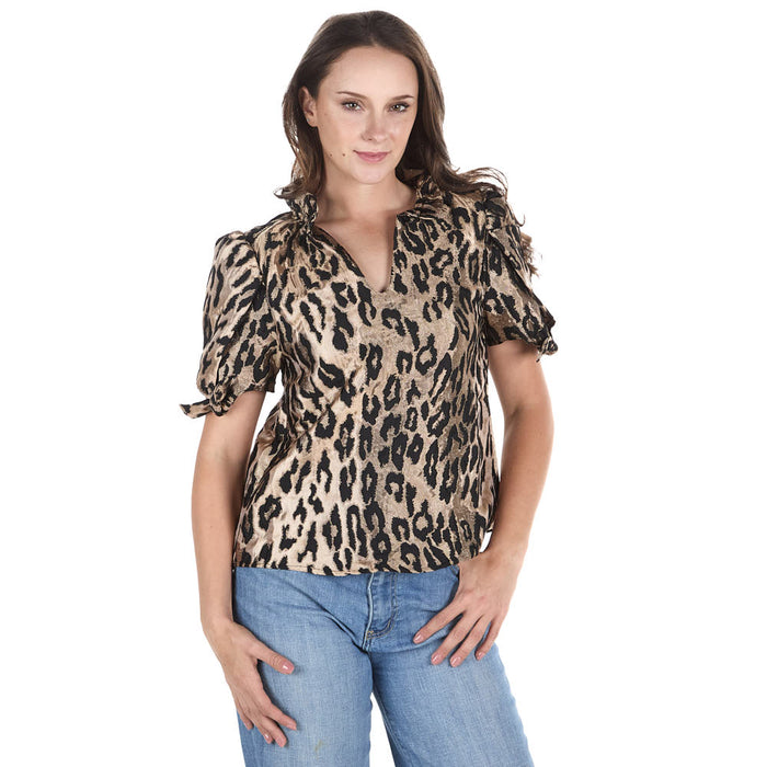 Thml Clothing Women's Cheetah Short Sleeve Top