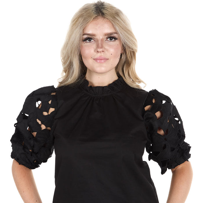 Thml Clothing Women's Black Eyelet Top