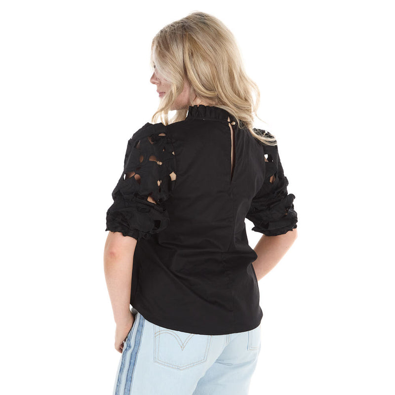 Thml Clothing Women's Black Eyelet Top