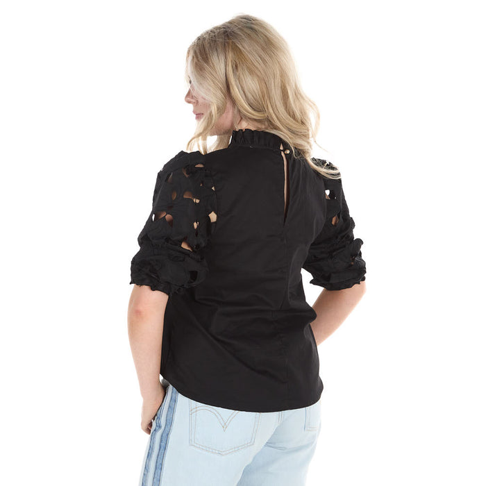 Thml Clothing Women's Black Eyelet Top