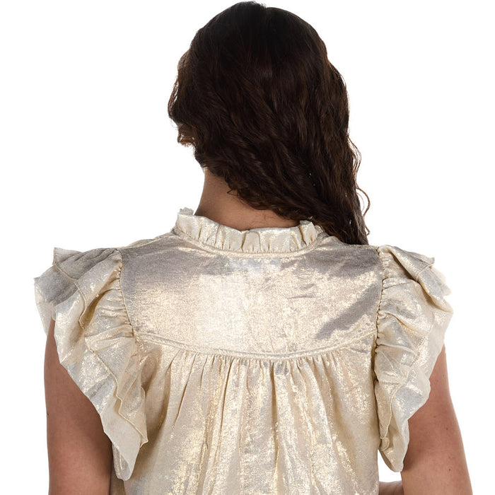 Thml Clothing Women's Gold Puff Sleeve Top