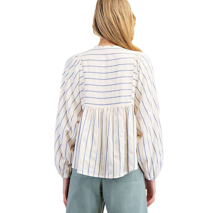 Ee Some Womens Blue Striped Long Sleeve Top