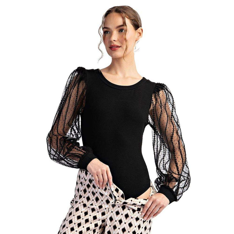 Ee Some Women's Black Long Sleeve Bodysuit