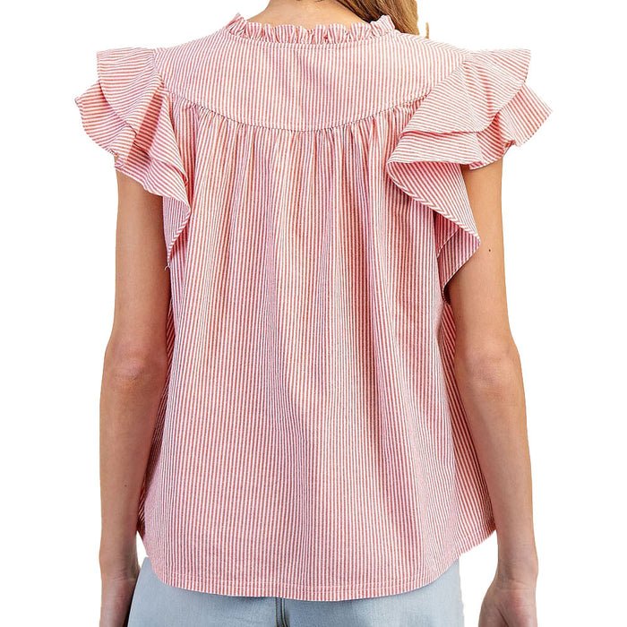 Ee Some Women's Tomato Thin Striped Top