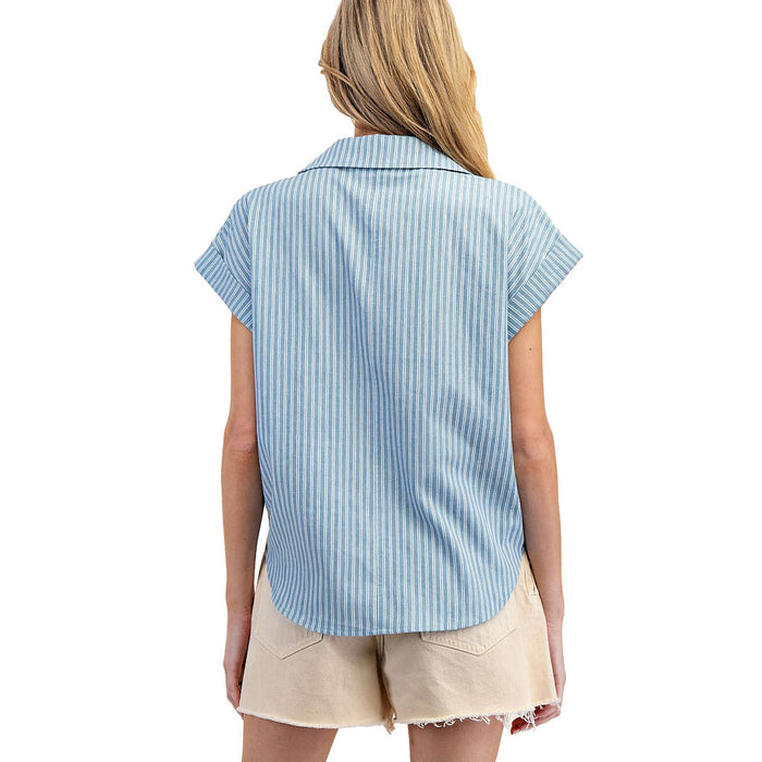 Ee Some Womens Dark Denim Stripe Top