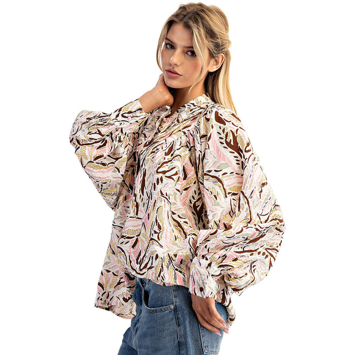 Ee Some Women's Blush Cocoa Print Shirt
