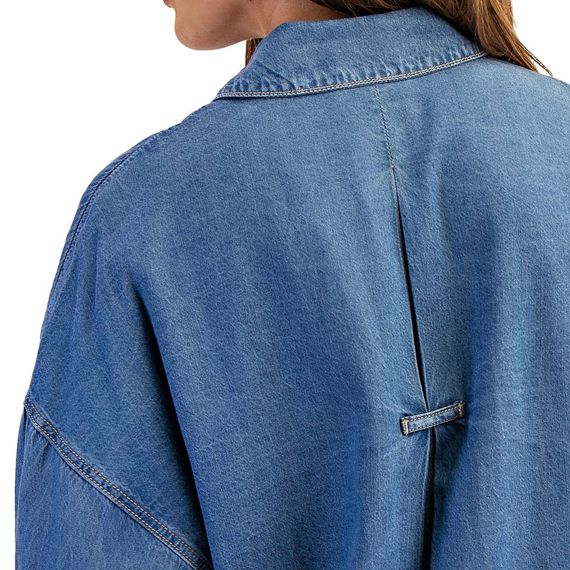 Ee Some Women's Denim Washed Button Shirt