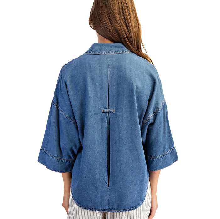 Ee Some Women's Denim Washed Button Shirt
