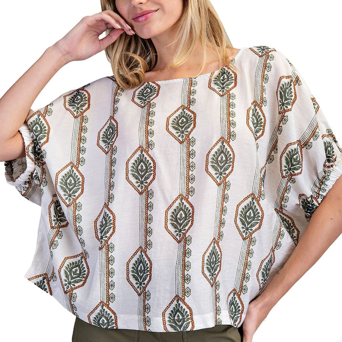 Ee Some Women's Olive Garden Print Top
