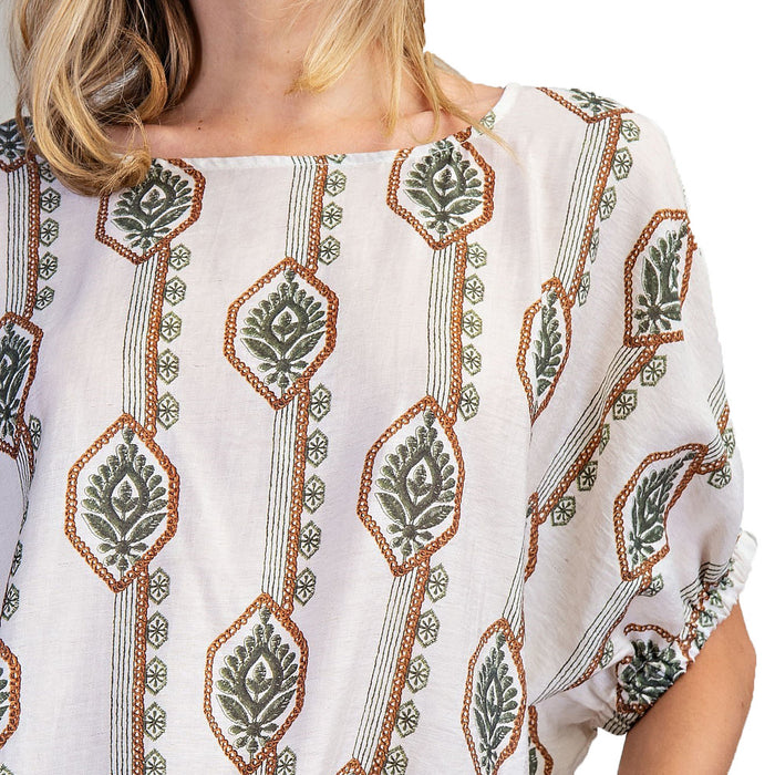 Ee Some Women's Olive Garden Print Top