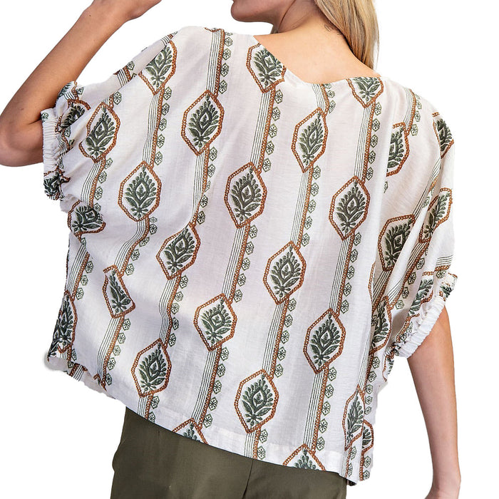 Ee Some Women's Olive Garden Print Top