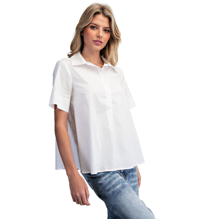Ee Some Women's White Collared Blouse