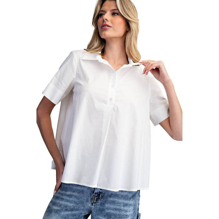 Ee Some Women's White Collared Blouse