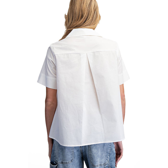 Ee Some Women's White Collared Blouse