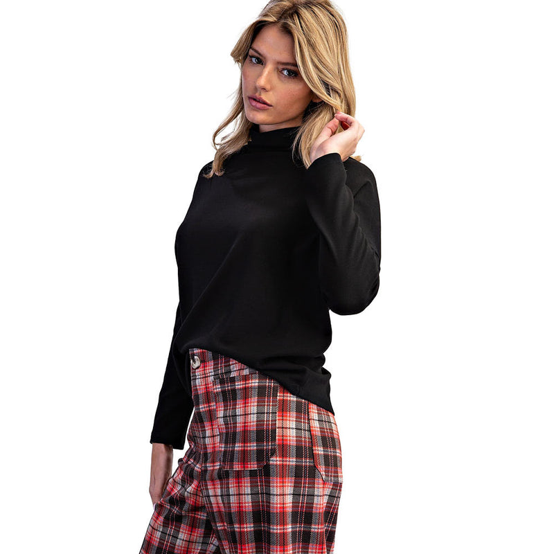 Ee Some Women's Black Mock Neck Dolman Sleeve Top