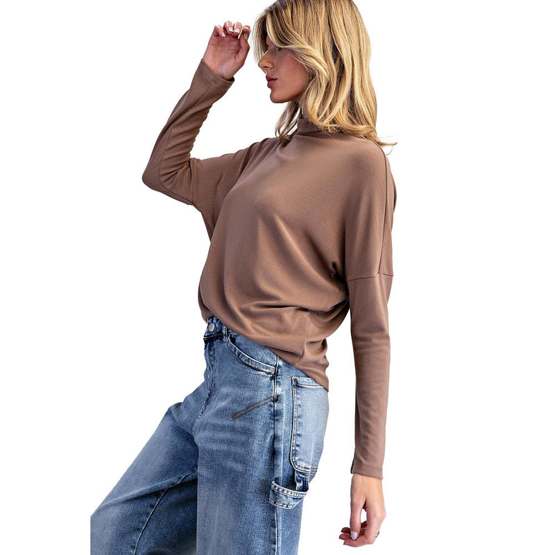 Ee Some Women's Coco Mock Neck Dolman Sleeve Top